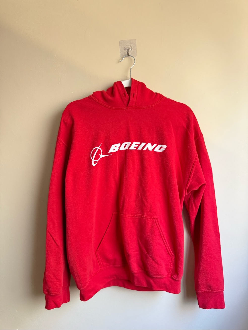 Boeing Red Hoodie Sweatshirt Size S Fits S/M